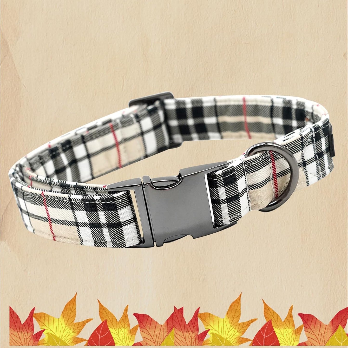 Dog Collars, Plaid Print Pet Collar Durable Metal Collar Soft Girl Boy Dog Collars Adjustable Dog Collar for Large Dogs