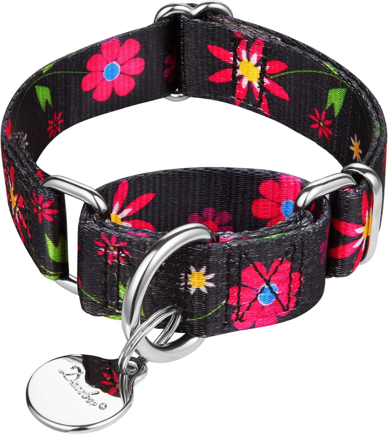 Martingale Dog Collar No Pull Pet Collar Heavy Duty Dog Martingale Collars Silky with Unique Geometric Pattern for Medium and Large Dogs (Large, Turquoise)