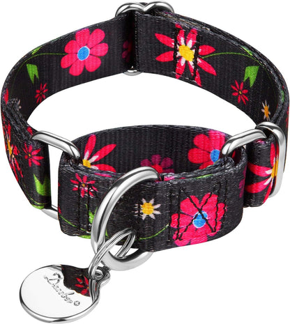 Martingale Dog Collar No Pull Pet Collar Heavy Duty Dog Martingale Collars Silky with Unique Geometric Pattern for Medium and Large Dogs (Large, Turquoise)
