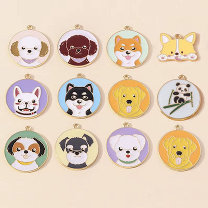 10Pcs Cute Enamel Animal Charms Husky Corgi Bulldog Puppy Dog Pendant for Bracelet Necklace Handmade Jewelry Findings