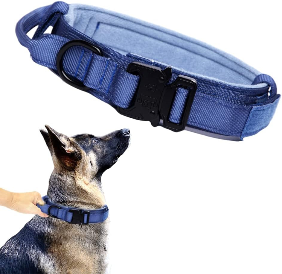 Tactical Dog Collar Adjustable Military Nylon Dog Collar with Control Handle and Heavy Duty Metal Buckle for Medium and Large Dogs (Brown,M)