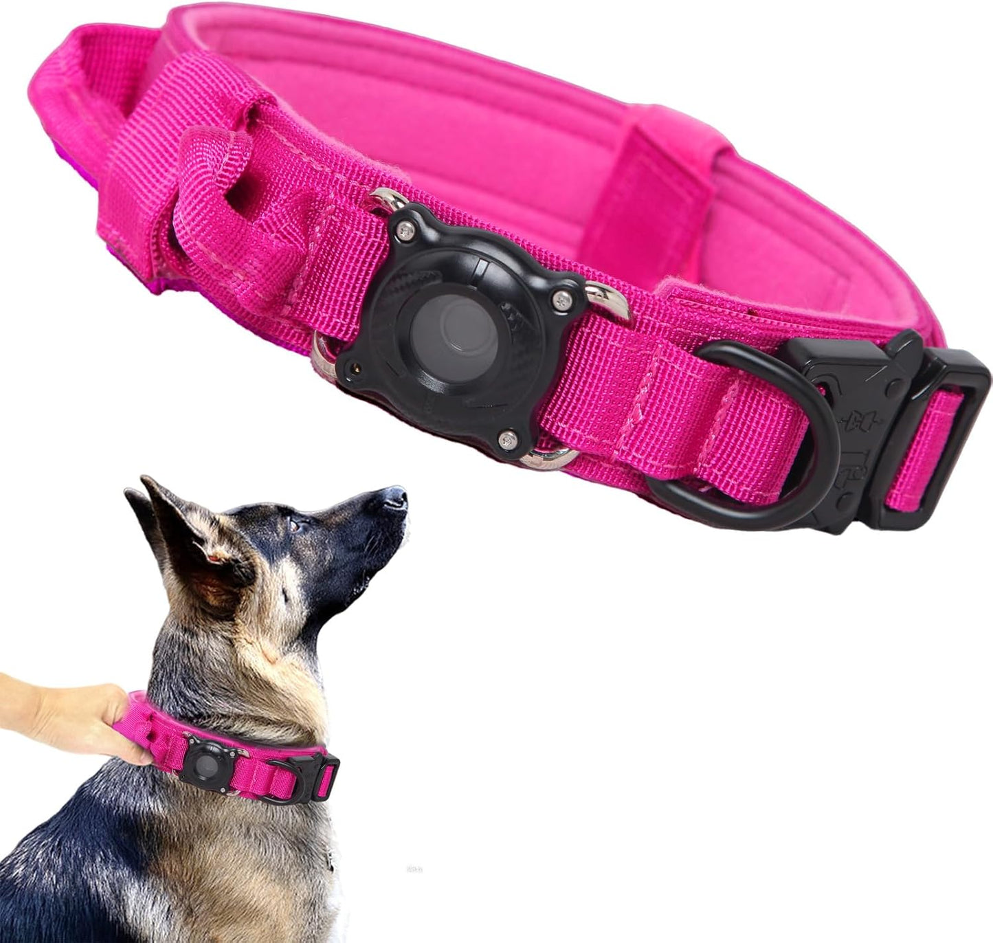 Tactical Dog Collar Adjustable Military Nylon Dog Collar with Control Handle and Heavy Duty Metal Buckle for Medium and Large Dogs (Brown,M)