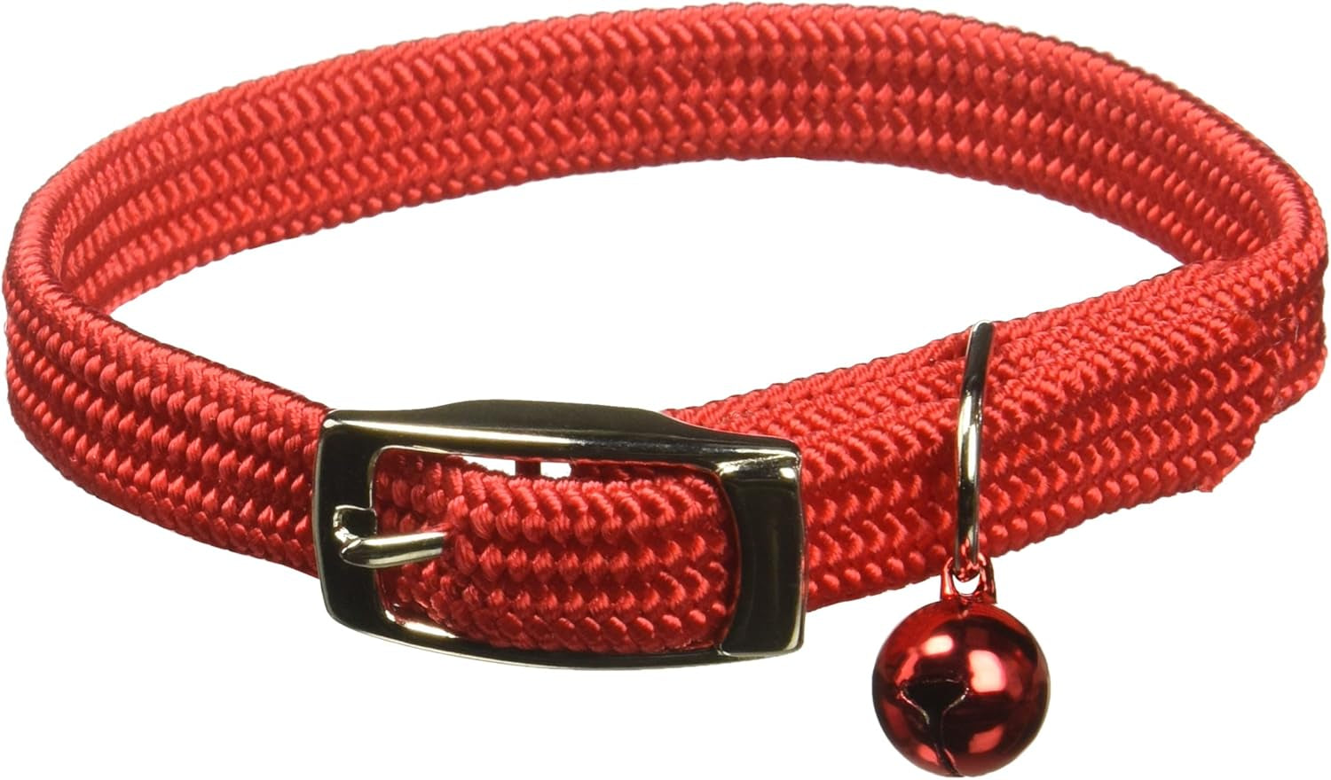 Kool Kat Elastic Cat Safety Collar with Bell, Green, 10"
