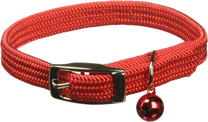Kool Kat Elastic Cat Safety Collar with Bell, Green, 10"