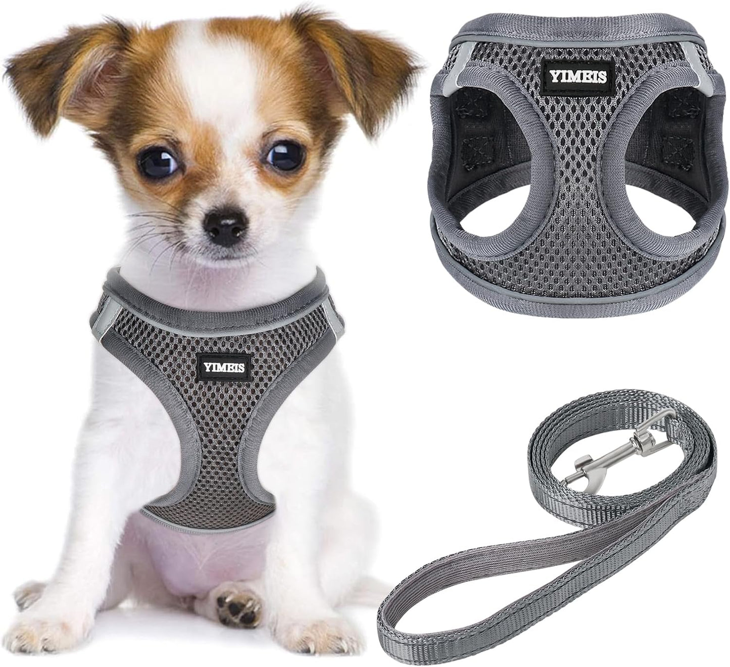Dog Harness and Leash Set, No Pull Soft Mesh Pet Harness, Reflective Adjustable Puppy Vest for Small Medium Large Dogs, Cats (Pink, X-Small (Pack of 1)