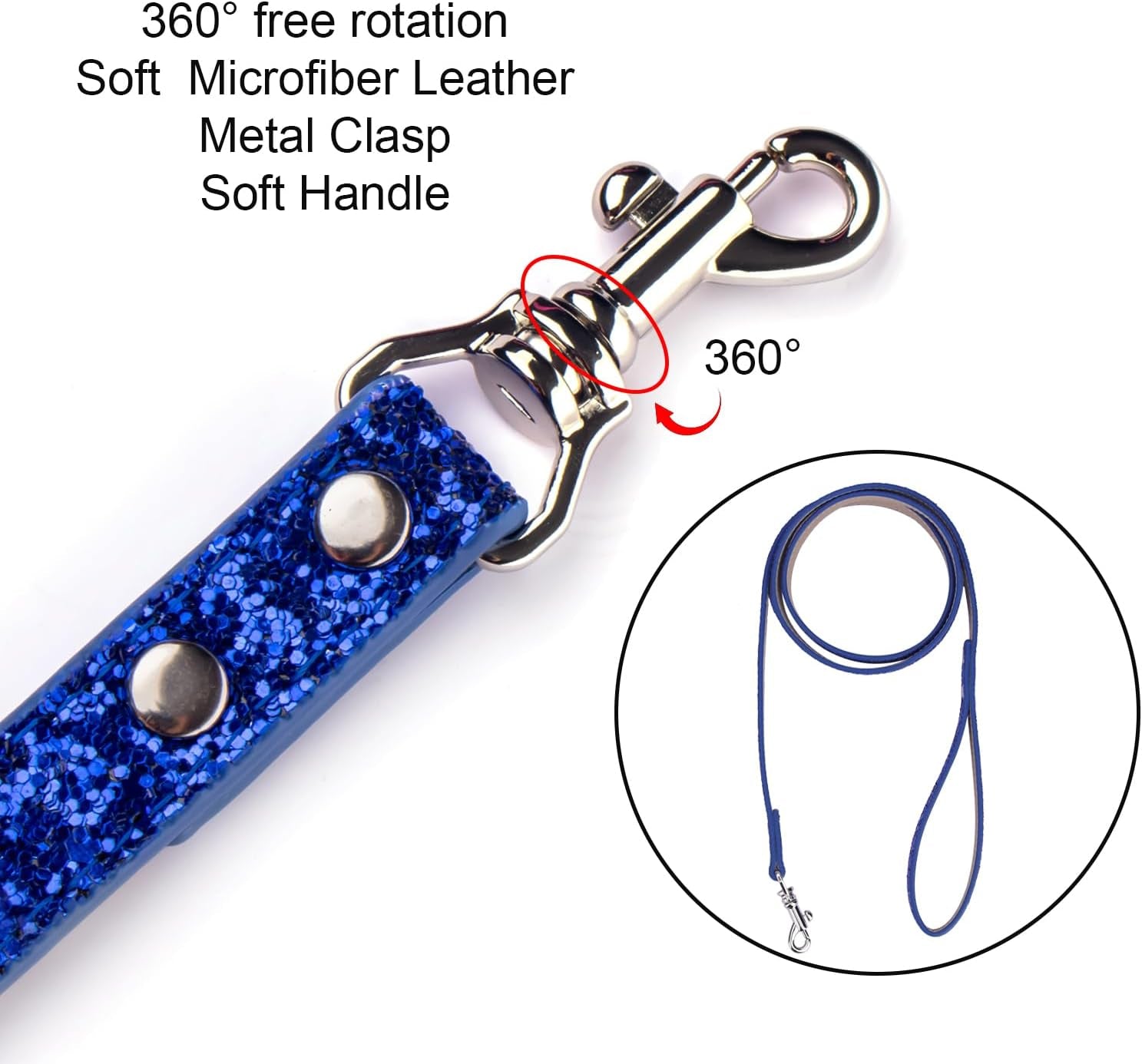 Rhinestone Dog Collar, Bling Diamond Pet Collars with Leash Adjustable, Dazzling Sparkly Crystal Studded Microfiber Leather Spiked Puppy Collar Cute for Small and Medium Large Girl Dogs Cats