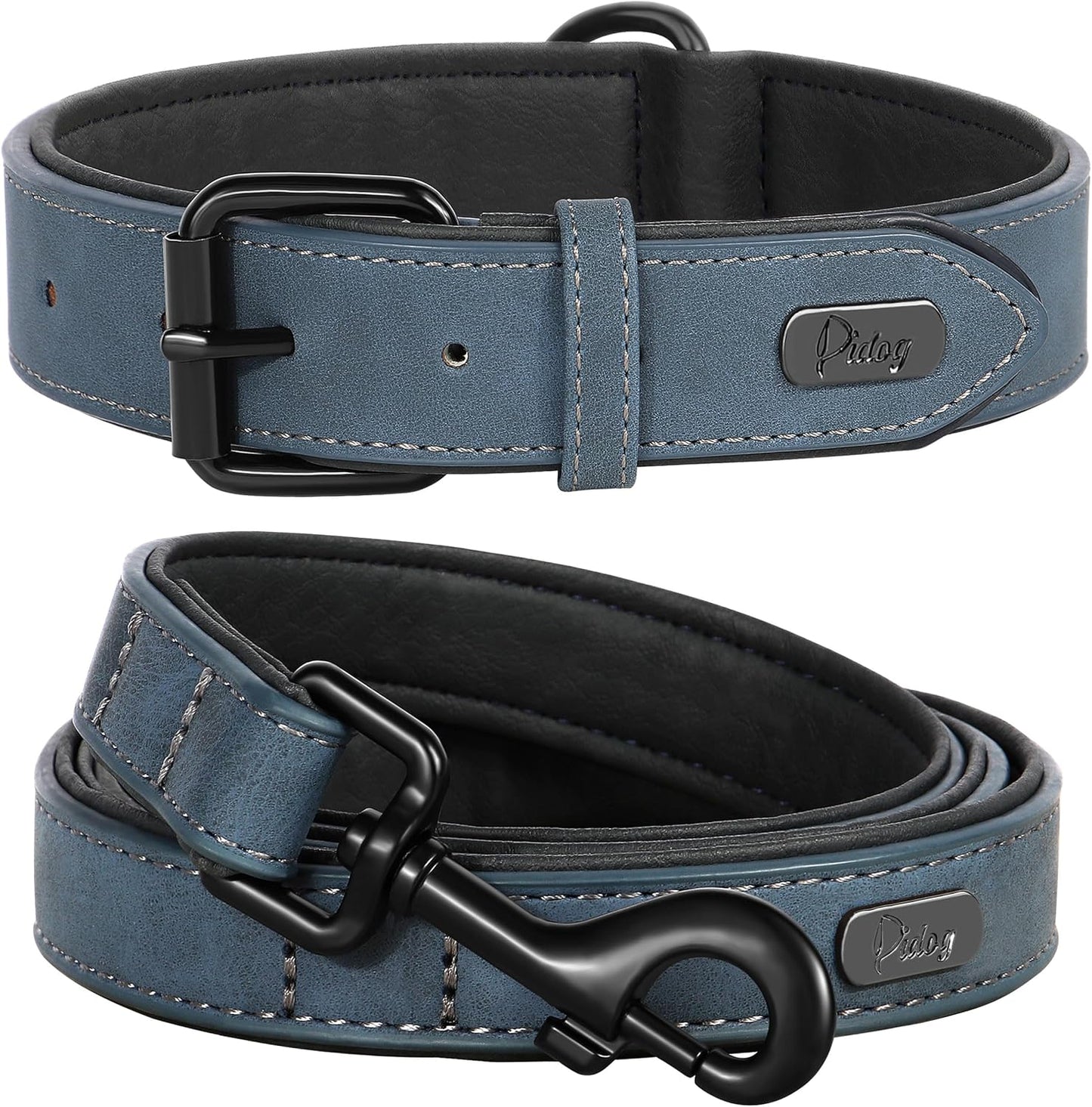 Soft Padded PU Leather Dog Collar, Breathable and Adjustable Dog Collars for Medium Dogs, Comfortable for Daily Walk, Purple, L Fit Neck 14-18"(22-44 Lbs)