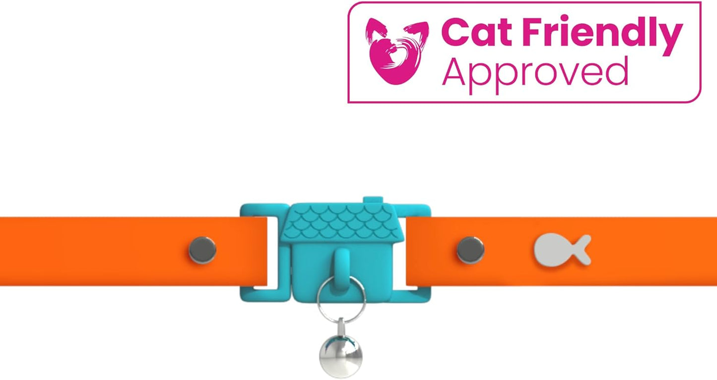 Tangerine Cat Collar with Bell. Breakaway Collar. Won'T Rub Fur. Lightweight, Soft & Comfy