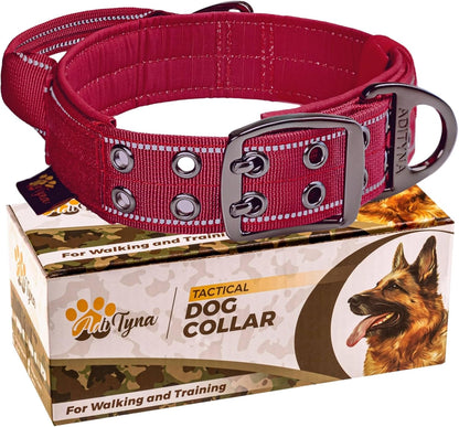 Heavy Duty Dog Collar for Large Dogs - Reflective Collar with Handle for Training, and Walking - Wide, Thick, Tactical, Soft Neoprene Padded