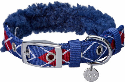 Soft & Comfy Scottish Argyle Padded Dog Collar - Pink, 13-16.5" Neck for Medium Pets, Adjustable Dog Collars for Small Dogs, Puppy Collar, Small Dog Collar, Sherpa Fleece, Metal Buckle