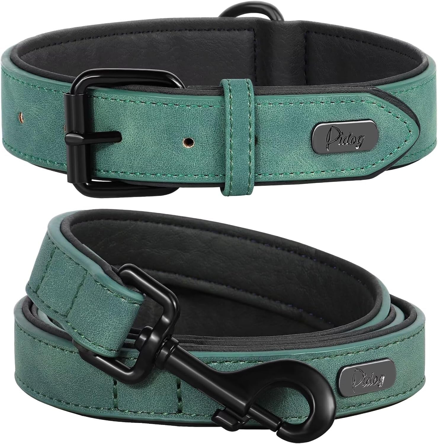 Soft Padded PU Leather Dog Collar, Breathable and Adjustable Dog Collars for Medium Dogs, Comfortable for Daily Walk, Purple, L Fit Neck 14-18"(22-44 Lbs)