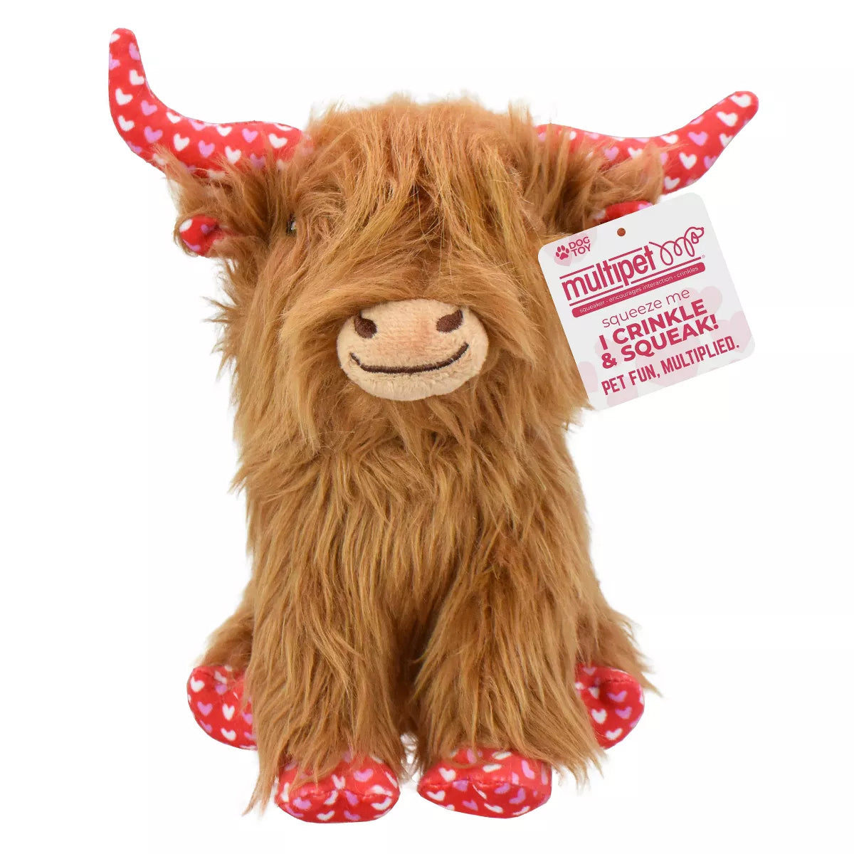Multipet Highland Cow Interactive Plush Dog Toy