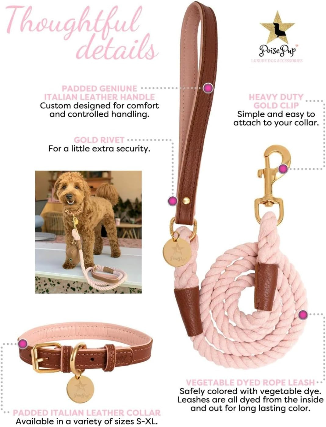 5Ft Braided Cotton Rope Leash with Soft Padded Genuine Leather Handle for Dogs - Handmade Comfort & Cute - Orange | Blue