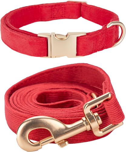 Soft Hemp Dog Collar and Leash Set Adjustable Woven Tweed Dog Collars with Metal Buckle and Lead for Small Medium Large Dogs,Royal Blue