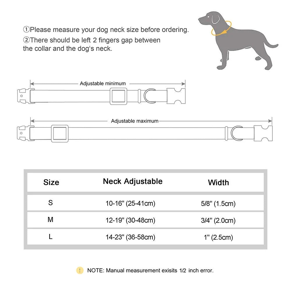 Floral Nylon Dog Collars with Quick Fit Buckle Adjustable for Girl Small Medium Large Dogs