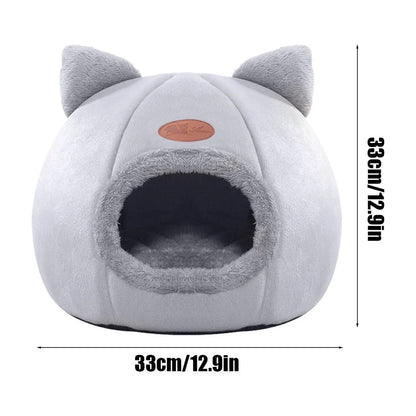 Warm Pet Cave Indoor Cat House Soft Cat Tent Bed Cute Cat Cubby Cozy Dog House Bed Pet Supplies Black of Friday