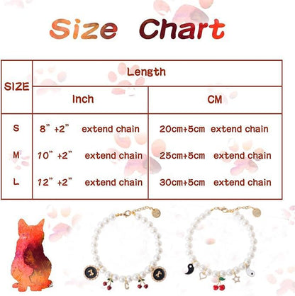 Pet Pearl Collar Adjustable Cat Dog Necklace Pendant Dog Chain Jewelry Cute Collar Puppy Accessories (Bagua, Medium)
