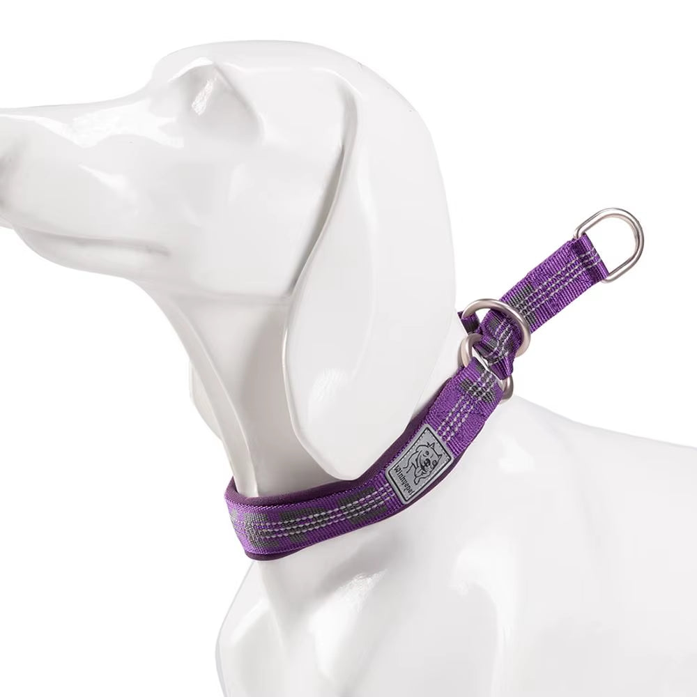 P Chain Pet Reflective Collar Nylon Best Neoprene Padded Half Choke Training Lightweight Washable Sports YC1852