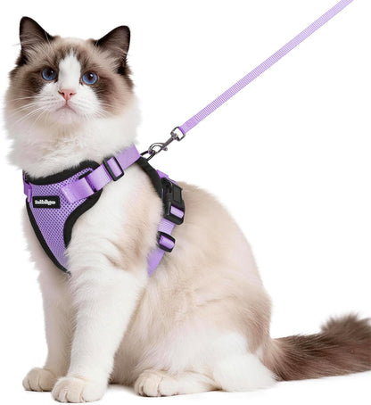 Cat Harness and Leash for Walking, Escape Proof Soft Adjustable Vest Harnesses for Cats, Easy Control Breathable Reflective Strips Jacket, Black, XS