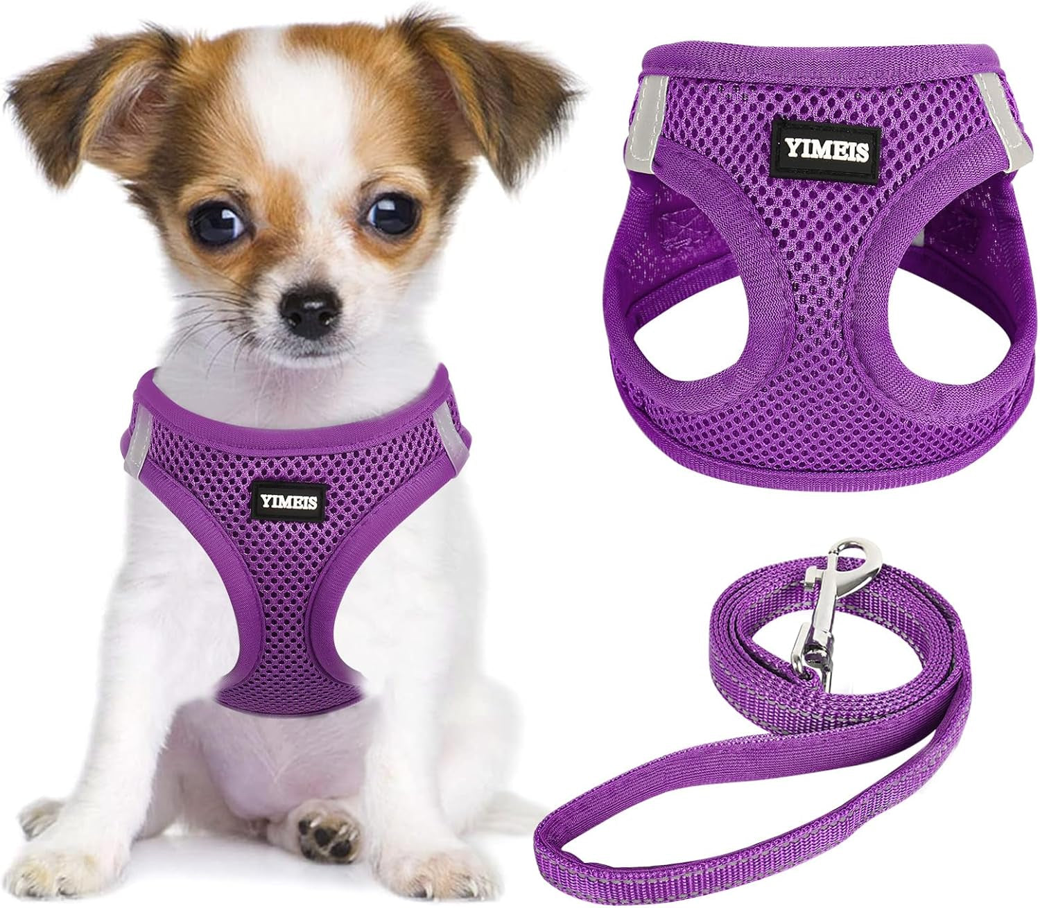 Dog Harness and Leash Set, No Pull Soft Mesh Pet Harness, Reflective Adjustable Puppy Vest for Small Medium Large Dogs, Cats (Pink, X-Small (Pack of 1)