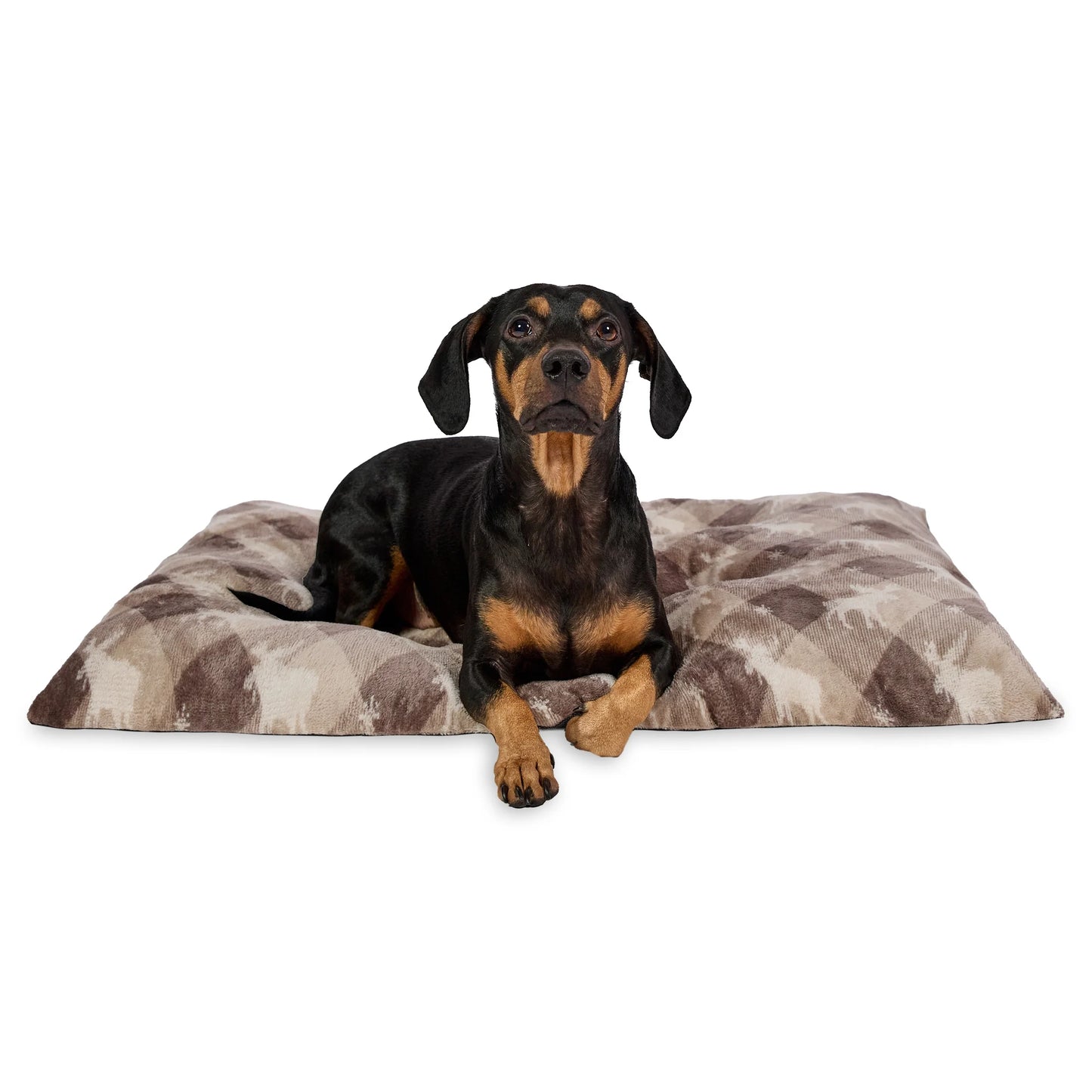 Medium Pillow Dog Bed, Brown Chic Cabin Moose, 27" X 36"