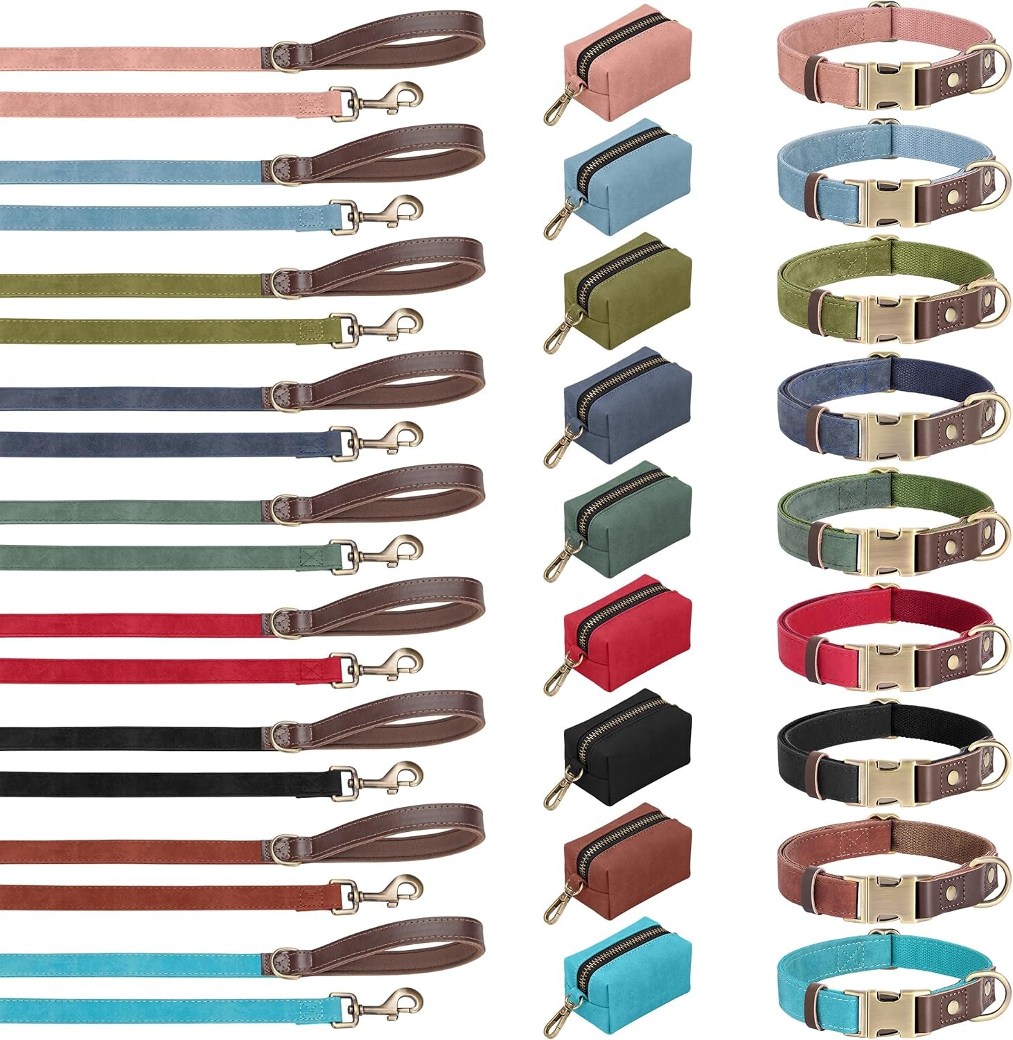 Soft PU Leather Dog Collars for Small Dogs,Classic Adjustable Dog Collars with Quick Release Metal Buckle,Easy Clean and Comfortable with Nylon Lining,Green,S Neck 11-15"