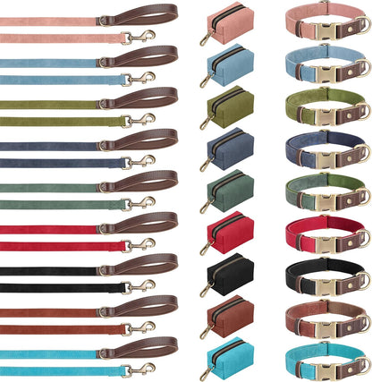 Soft PU Leather Dog Collars for Small Dogs,Classic Adjustable Dog Collars with Quick Release Metal Buckle,Easy Clean and Comfortable with Nylon Lining,Green,S Neck 11-15"