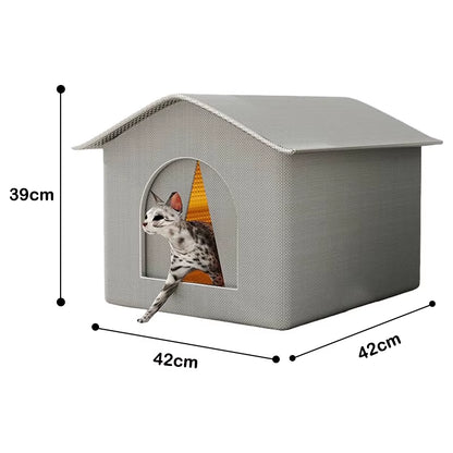 Stray Cat Dog House Waterproof Elevated Kitty Pet House Pad Outdoor Winter Warm Pet Cave Washable Weatherproof Cat Shelter