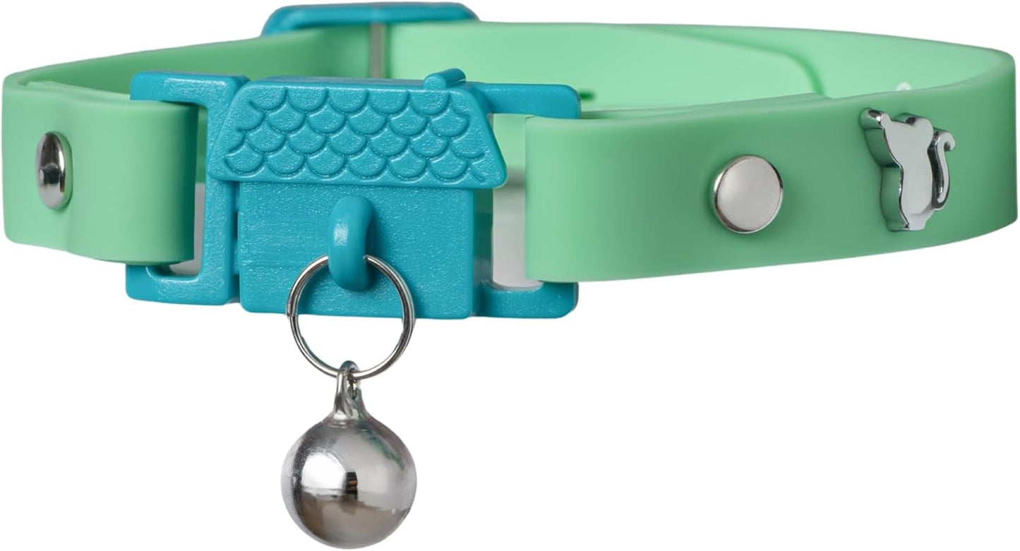 Tangerine Cat Collar with Bell. Breakaway Collar. Won'T Rub Fur. Lightweight, Soft & Comfy
