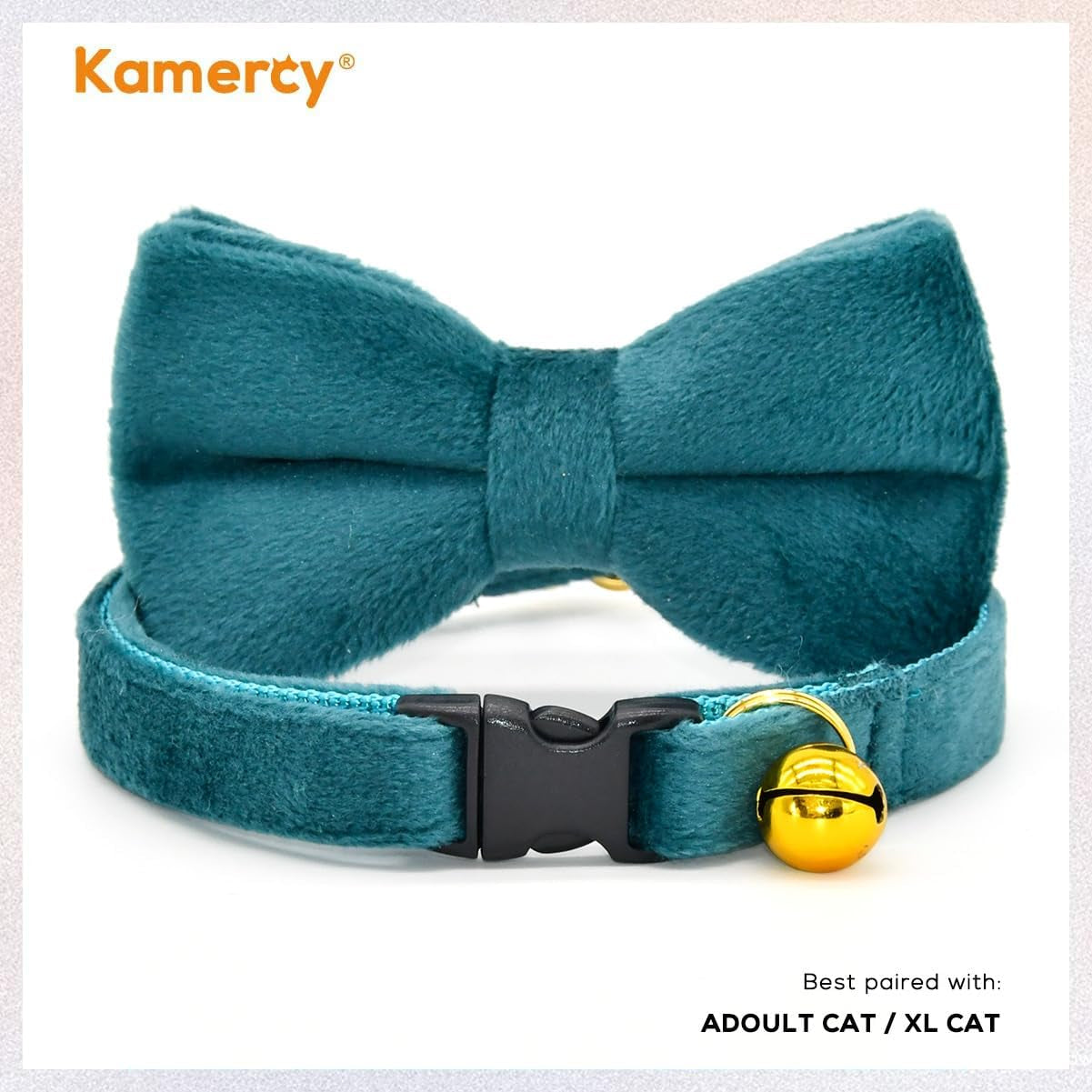 Cat Collars with Bowtie, Turquoise Velvet Cat Collar, Safety Breakaway Cat Collar