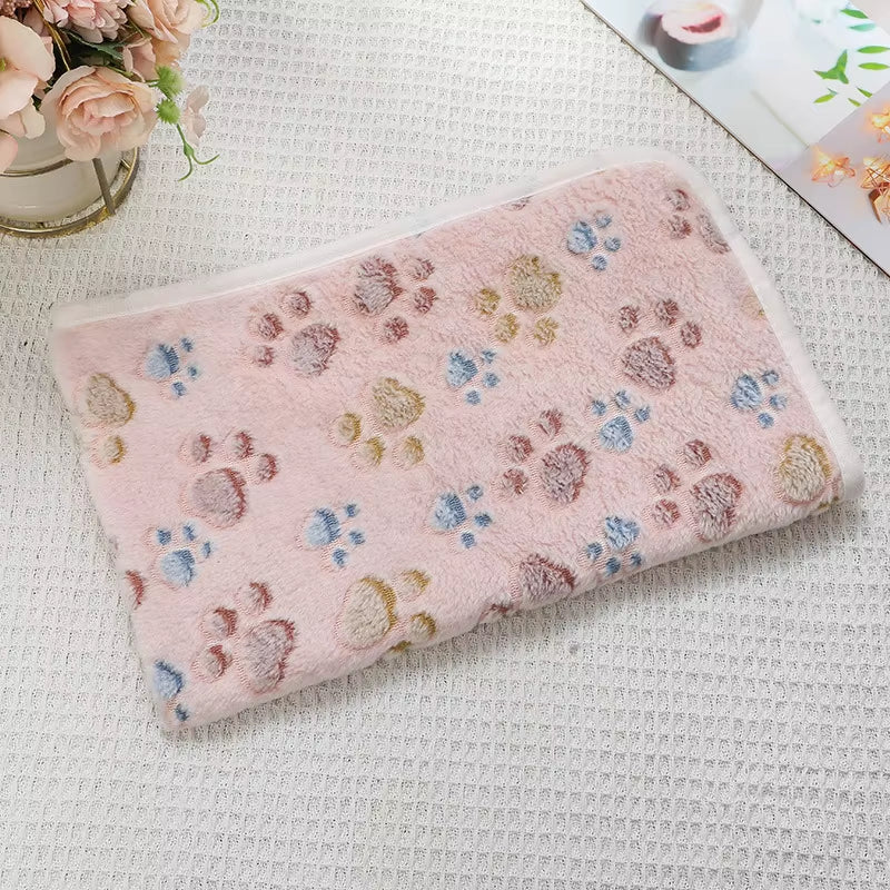 New Winter Soft Flannel Fleece Cat Dog Bed Blanket Bed Mats Paw Foot Print Warm Pet Sleeping Beds Cover Mat for Dogs Cats Pets