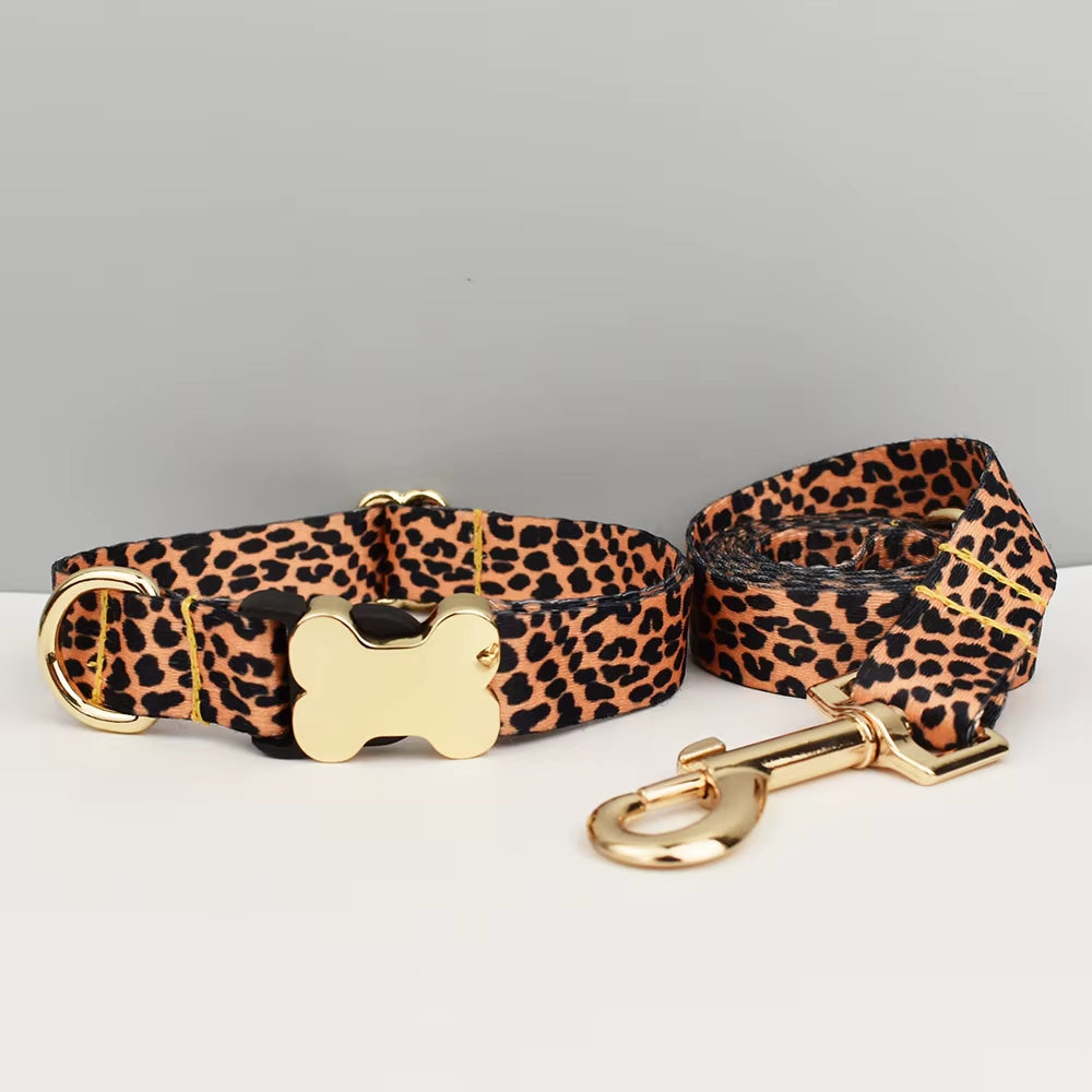 Custom Engraved Ethnic Style Dog Collar with Nameplate for Small Medium Large Dogs Pet Supplies with Matching Leash