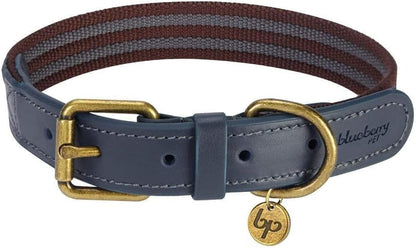 Soft & Comfy Leather Dog Collar - Adjustable Dog Collars for Small Dogs, Genuine Leather Collar for Dogs, Classic Striped Leather Dog Collars, Small, Neck 12"-15"