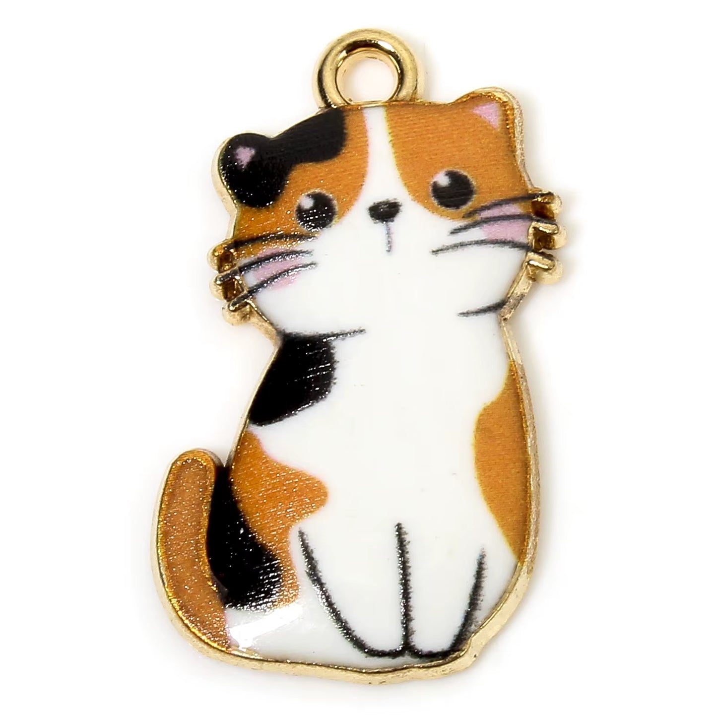 10 Pcs Cat Animal Animal Enamel Zinc Based Alloy Charms Gold Color Metal Pendants for DIY Jewelry Necklace Making 24Mm X 14Mm