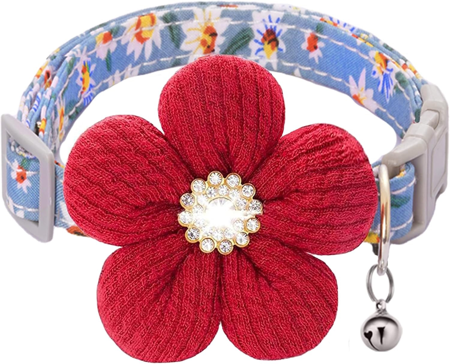 Small Dog Collar with Flower, Puppy Collar for Girl Dog Collars for Small Dogs Cute Dog Collar with Bell, Adjustable Length