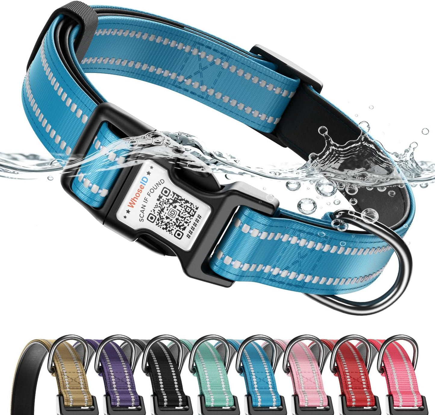 Cute Adjustable Dog Collar with QR Code Buckle - Metal Clip & Cotton Webbing Comfort Fit for Mediun Pets
