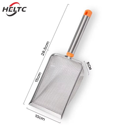 1Pcs Stainless Steel Fine Mesh Cat Litter Scoop Easy to Clean Non-Stick Shovel for Reptiles Sand Efficient Durable Litter Scoop