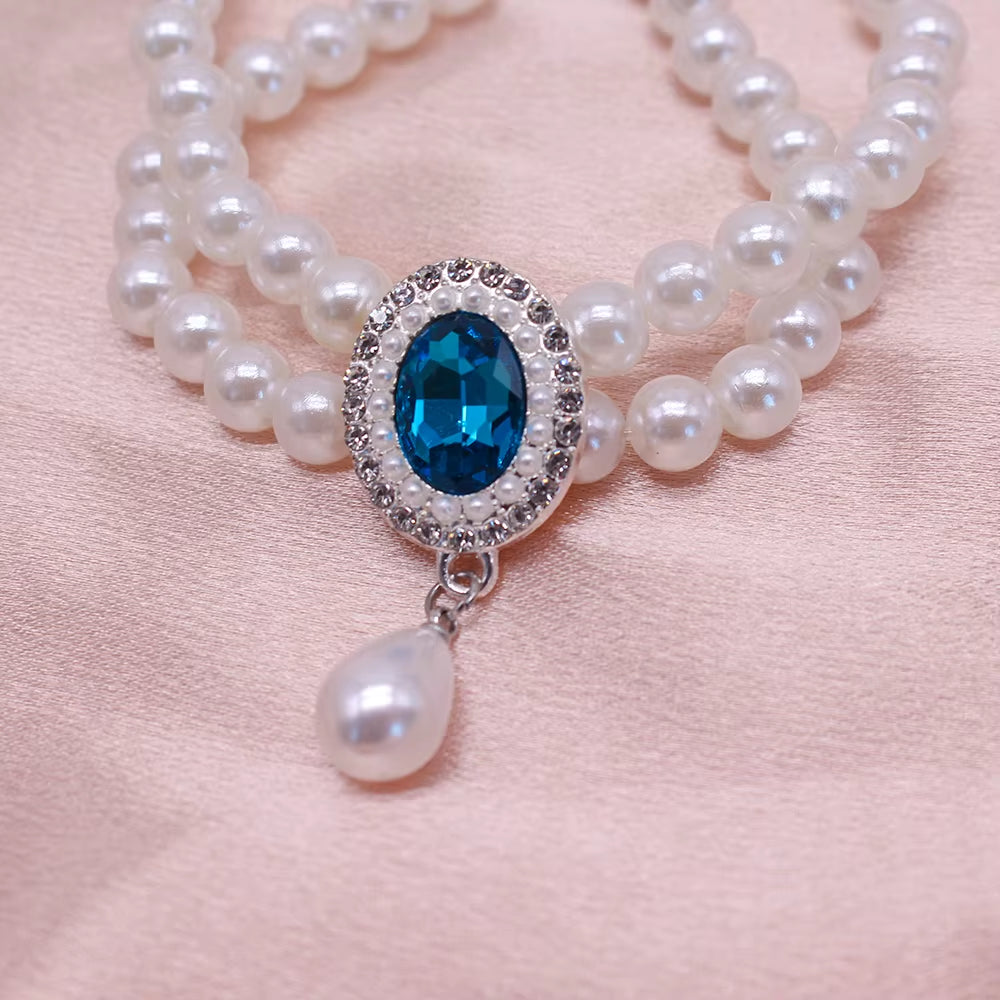 Wholesale Dog Cat Pearl Necklace Jewelry Diamond Pendant Adjustable Luxury Pet Collar Wedding Birthday Prom Costume Accessories