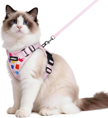 Cat Harness and Leash for Walking, Escape Proof Soft Adjustable Vest Harnesses for Cats, Easy Control Breathable Reflective Strips Jacket, Black, XS