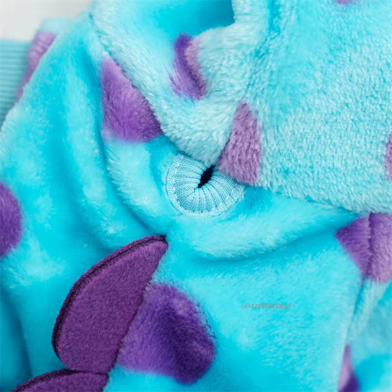 Pet Clothing Dog Cat Autumn and Winter Thickened Warm Blue Dinosaur Hooded Coat Puppy Costume for Small Medium Dogs