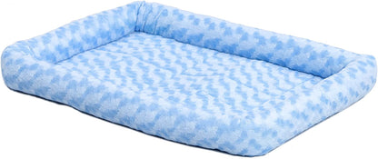 Cozy Gray Faux Fur Bolster Dog Bed - Ultra-Soft, Machine Washable, Perfect for XXS Dogs and Cats in 18-Inch Crates and Carriers