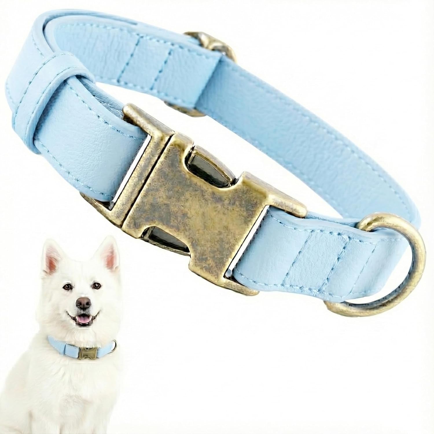 Dog Collars for Medium Dogs Silicone Leather Dog Collars Soft Flexible Waterproof Odor-Proof Durable Thick Classic Adjustable Pet Puppy Collar (Green, Medium (12.5-20" Neck))