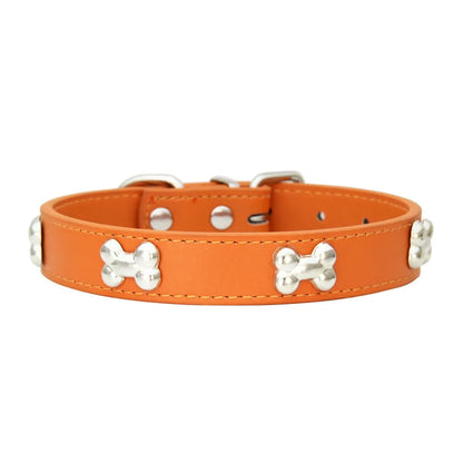 New Bone Leather Durable Pet Dog Collars Puppy Pug Collars for Small Large Dog Puppy Neck Collar GXQ13