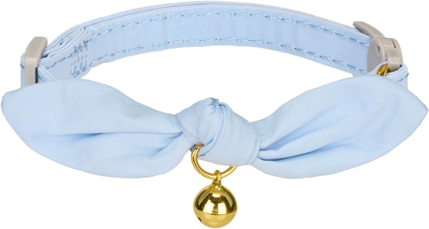 Cotton Breakaway Cat Collar with Bow Tie and Bell, Adjustable Cute Soft Corduroy Kitten Collars for Girl Cats