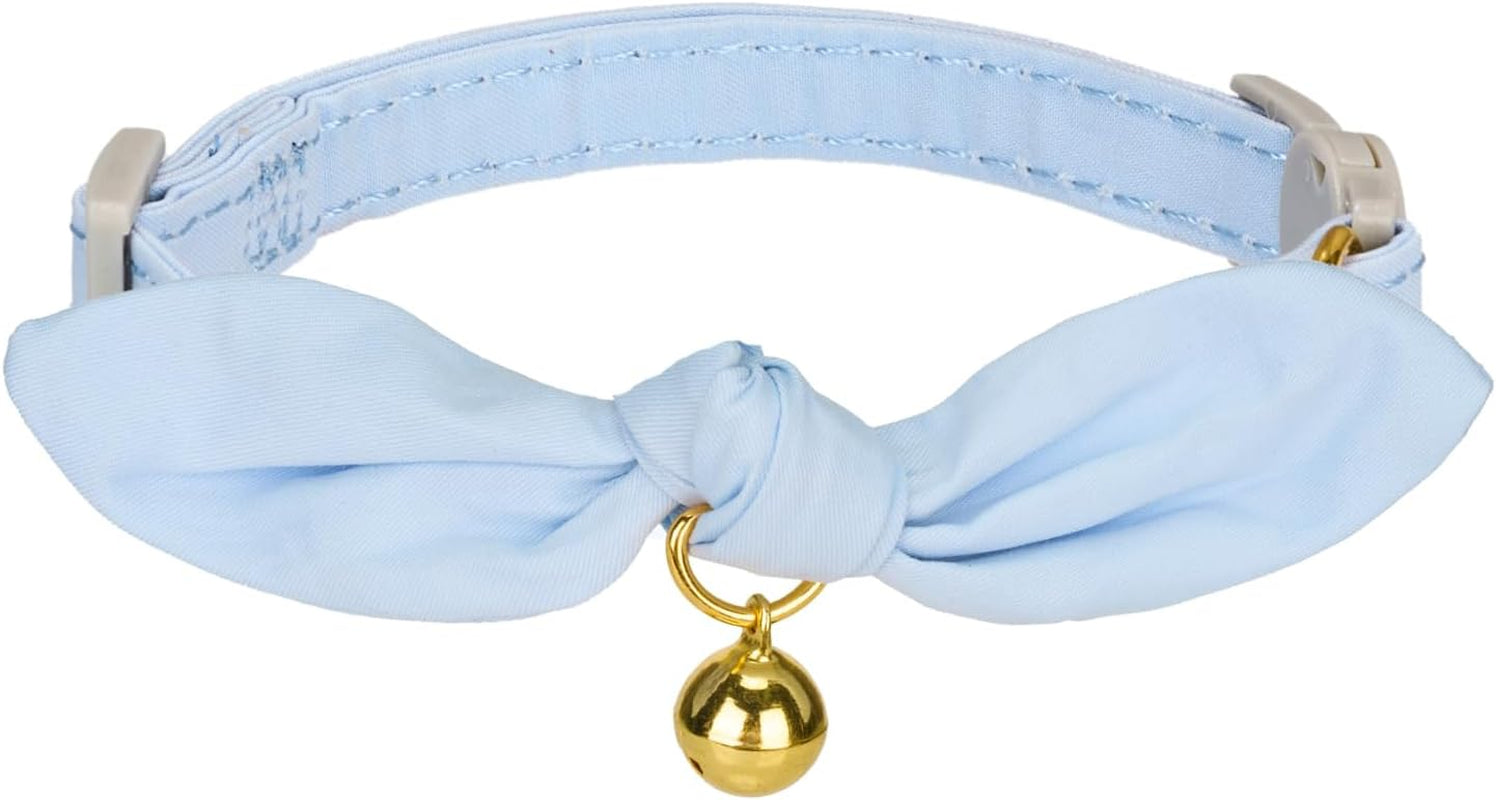 Cotton Breakaway Cat Collar with Bow Tie and Bell, Adjustable Cute Soft Corduroy Kitten Collars for Girl Cats