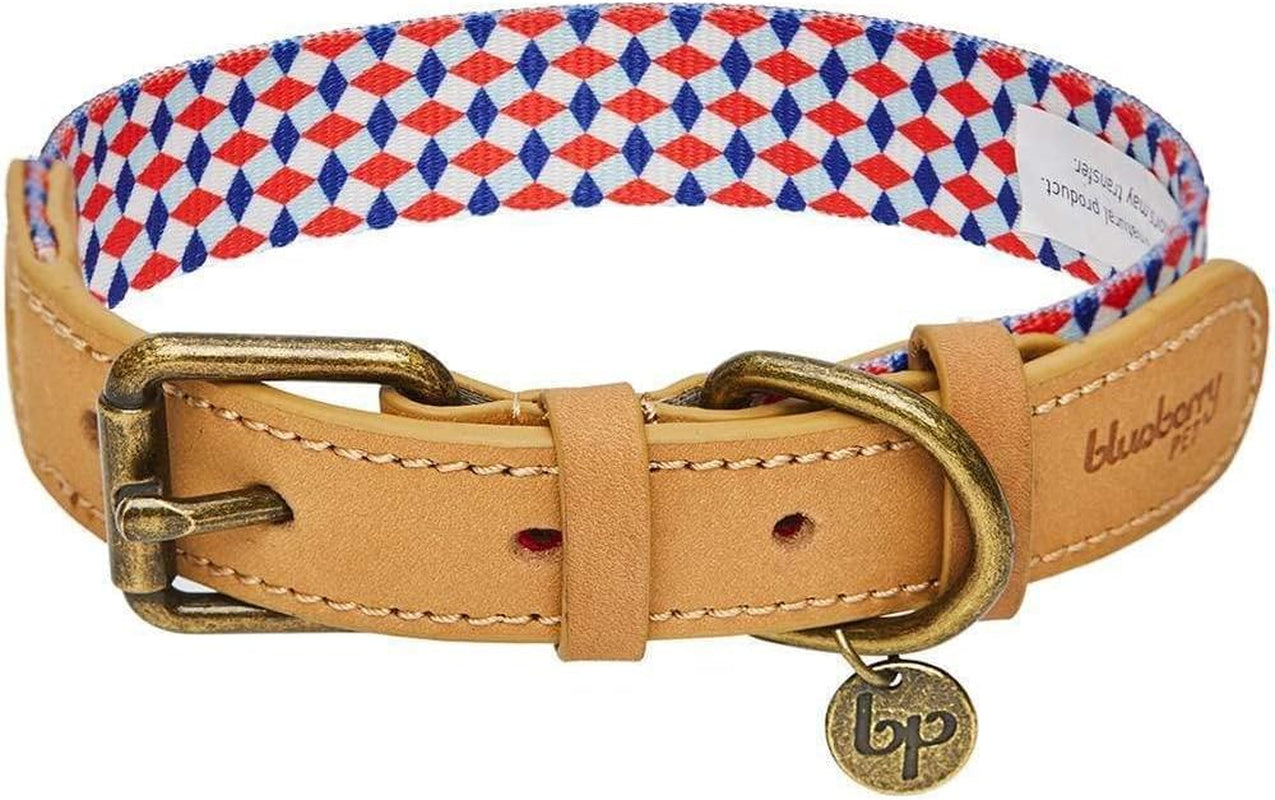 Soft & Comfy Leather Dog Collar - Adjustable Dog Collars for Small Dogs, Genuine Leather Collar for Dogs, Classic Striped Leather Dog Collars, Small, Neck 12"-15"