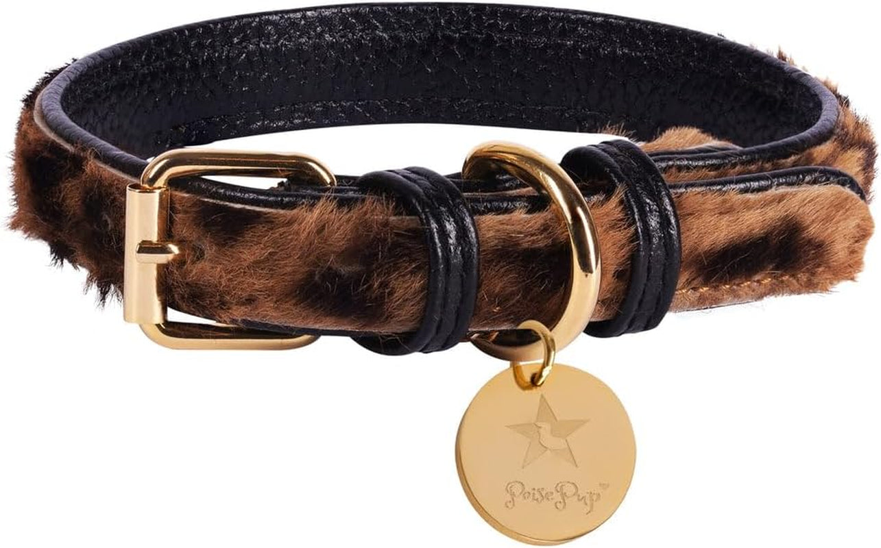 Genuine Leather Collar with Buckle for Dogs - Handmade, Adjustable & Soft - Brown | Light Pink - Medium (12.5-15.7 In)