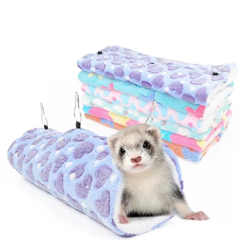 Small Animal Guinea Pig Rat Hammock Hanging Tunnel and Soft Bed Mat for Squirrel Hamster Hideout Cage Accessories