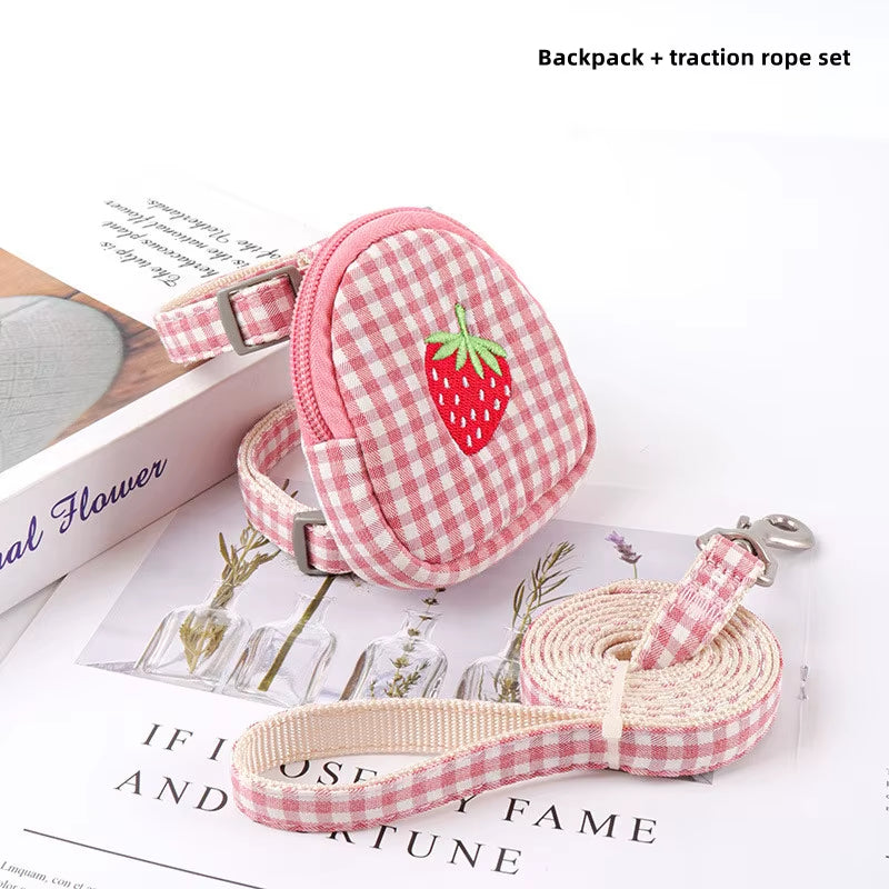 Cat Harness with Backpack Prevent Break Free Breathable Chest Strap Pet Traction Rope Set Teddy Mini Dog Walking Pet Supplies