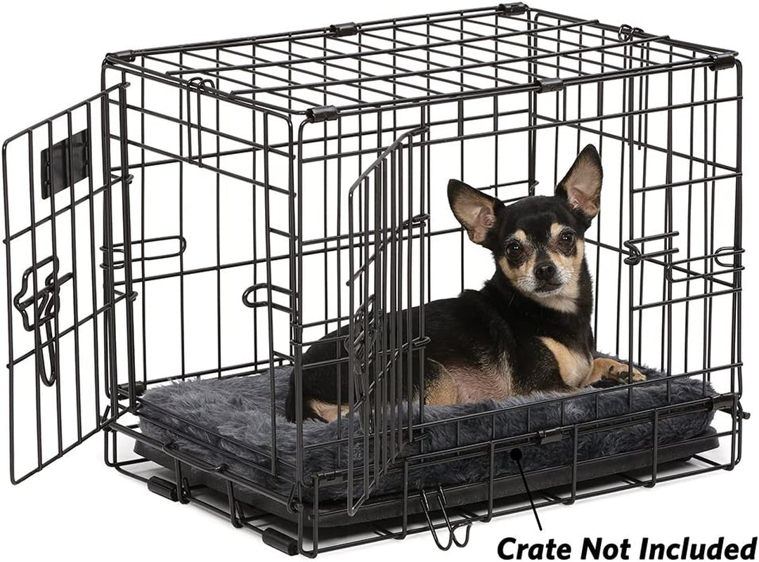 Cozy Gray Faux Fur Bolster Dog Bed - Ultra-Soft, Machine Washable, Perfect for XXS Dogs and Cats in 18-Inch Crates and Carriers